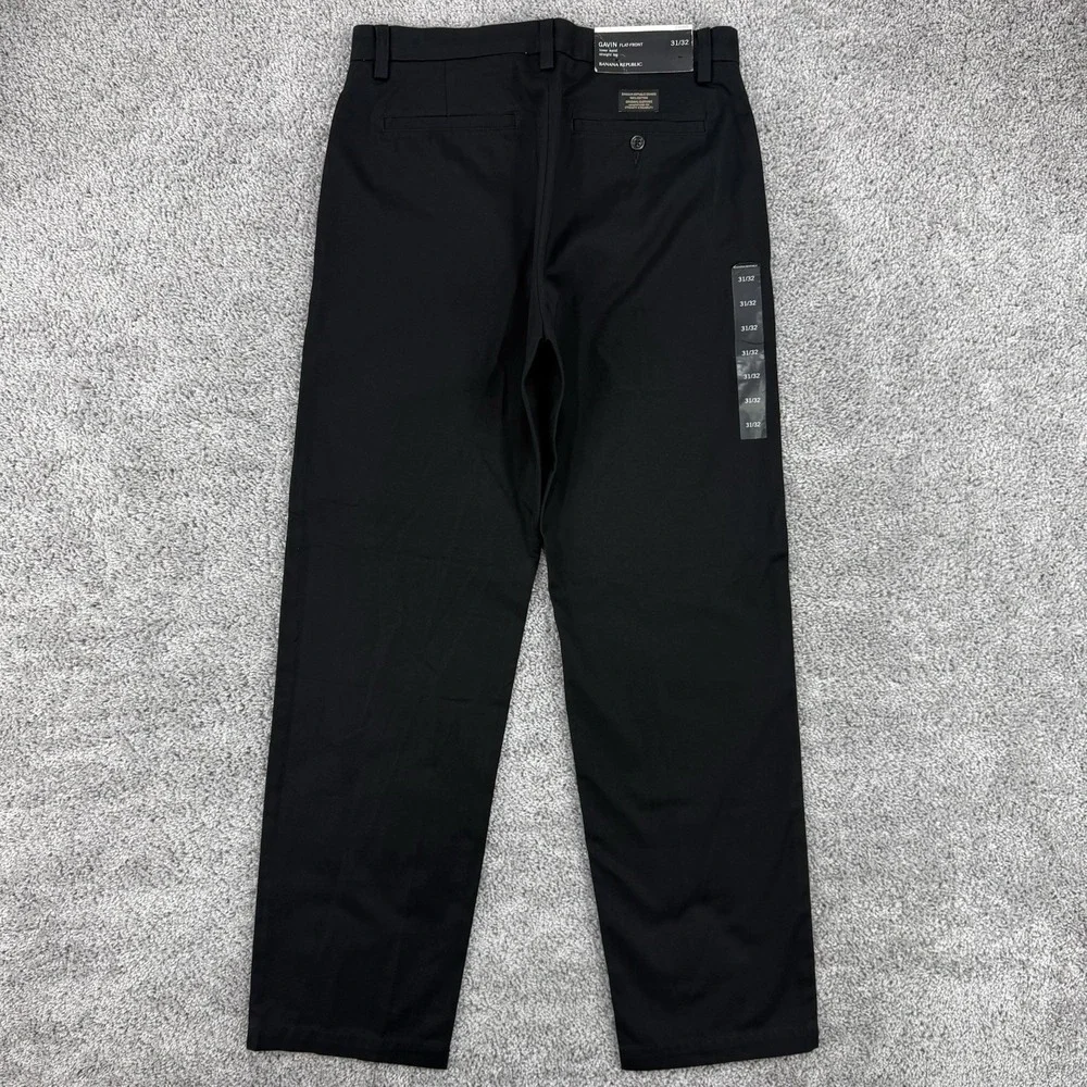 VTG Banana Republic Gavin Chino Pants Men's NWT 31x32 Black Flat Front Straight
